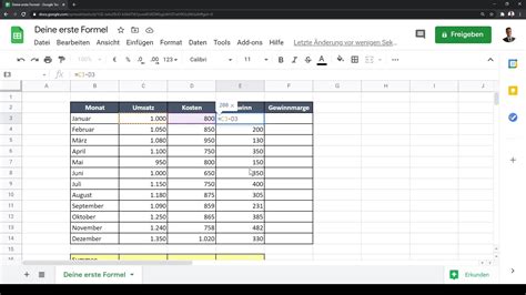 Werken met formules in Google Spreadsheets