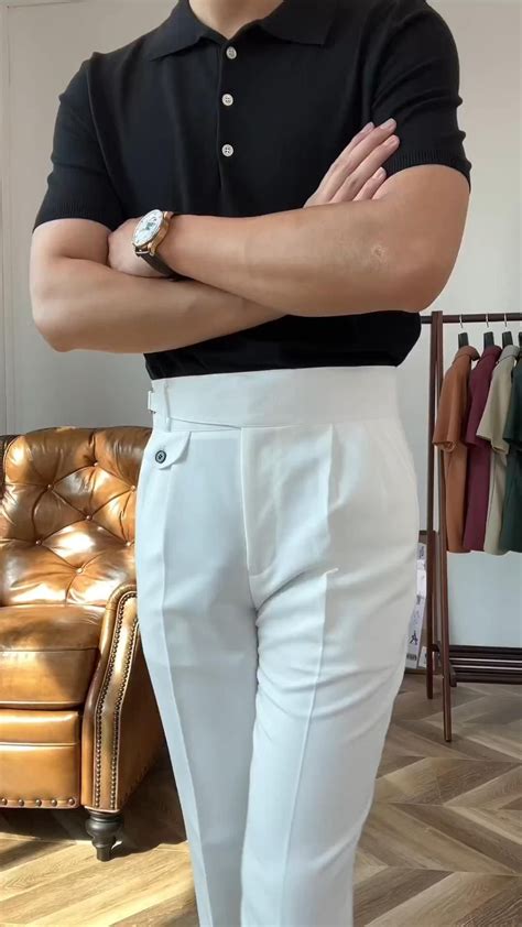 High Waisted Slim-fit Trousers [Video] | Mens pants fashion casual ...