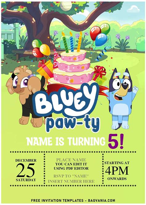 Free Printable Template Printable Bluey Birthday Invitation