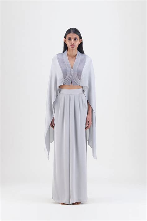 Metallic Structured Cape Set – Amit Aggarwal