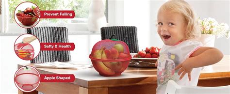 XAVRY Apple Shape Fruit Basket with Net Cover – Red Iron Mesh for ...