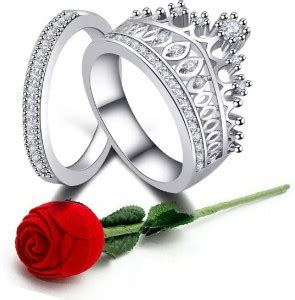 University Trendz 18k Stainless Steel CROWN DESIGN Stone Ring Rose Gift ...