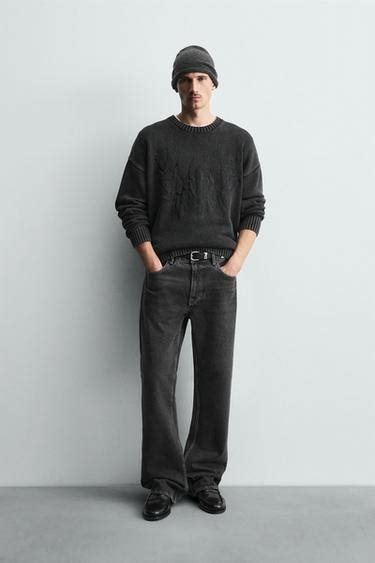 WASHED EMBROIDERED SWEATER - Black | ZARA India