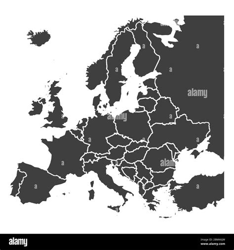 Detailed europe map, gray silhouette on white Stock Vector Image & Art - Alamy