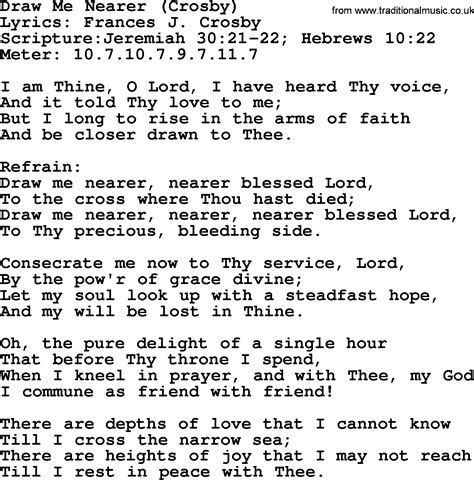 Good Old Hymns - Draw Me Nearer (Crosby) - Lyrics, Sheetmusic, midi ...
