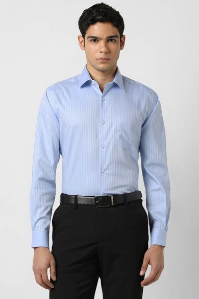 Buy Men Light Blue Textured Full Sleeves Formal Shirt Online - 39907881 ...