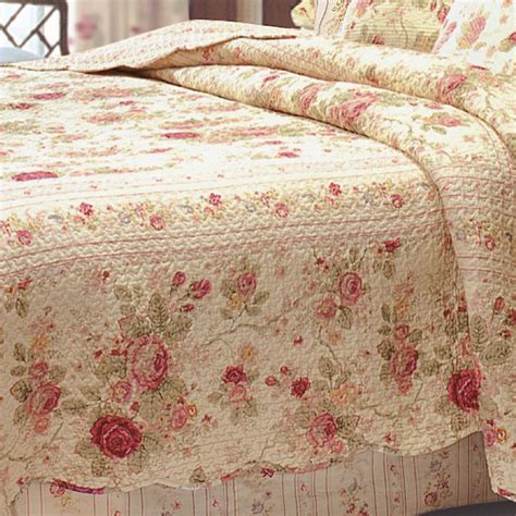 Antique Rose Cotton Floral Quilt Bedding Set | Quilt sets bedding ...