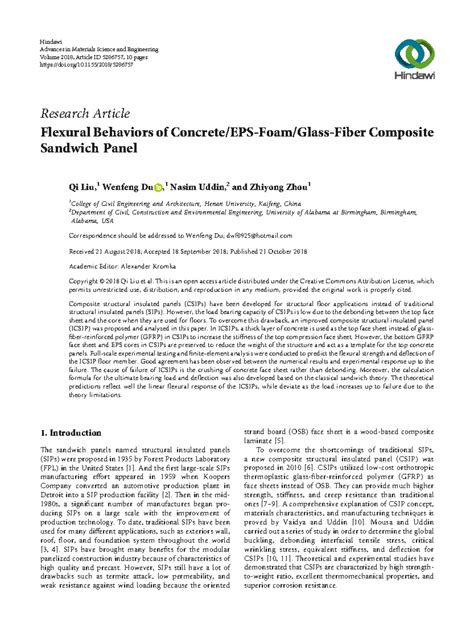 Wall panel gfrp - Research Article Flexural Behaviors of Concrete/EPS ...