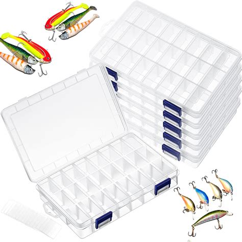 6 Pcs Transparent Fish Tackle Boxes Plastic Fish Tackle Storage ...