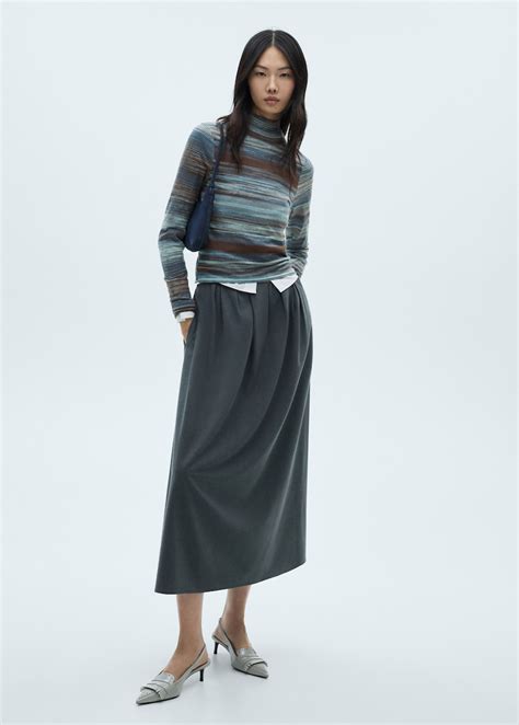 Stand-collar striped sweater - Women | MANGO USA