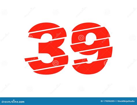 Modern Red 39 Number Design Vector Illustration. Numeral Vector Trendy ...