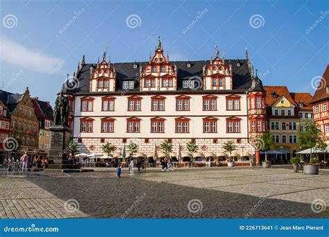Germany, Coburg, Market Square with the Statue of Prince Albert of Saxe ...