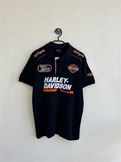 Vintage Vintage Harley Davidson Rugby Polo T-Shirt Embroidered Logo ...
