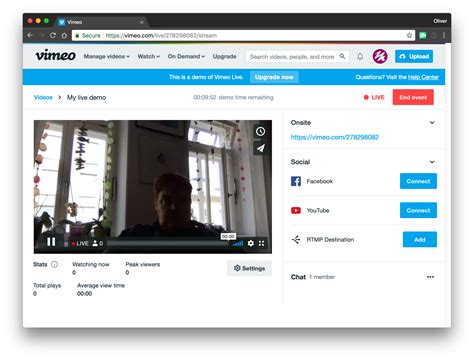 Screenshot of Vimeo's browser based production UI