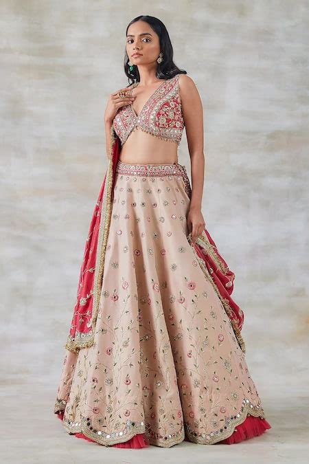 Buy Pink Silk, Chanderi Gota Patti, Mirrors, Haar Shringar Embellished ...