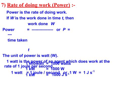 Rate Of Doing Work Measured In Watts