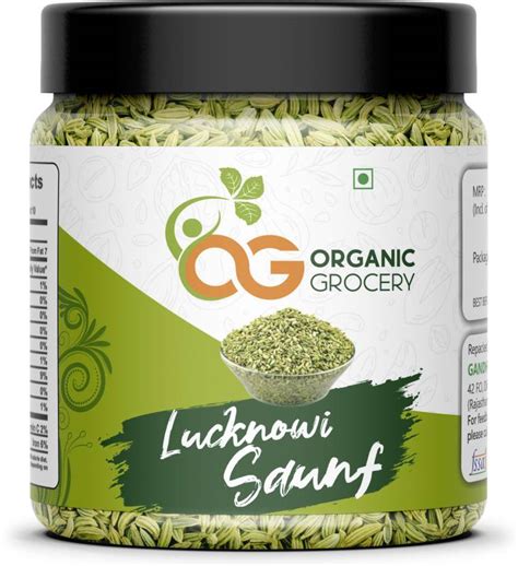 Organic Grocery Lucknowi Sounf | for Mouth Freshener jar pack 250g ...