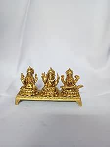 Brass Laxmi Ganesh & Sarswati for Pooja Idol Statue Sculpture of Brass ...