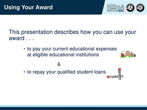 PPT - Using Your Segal AmeriCorps Education Award to Manage Student ...