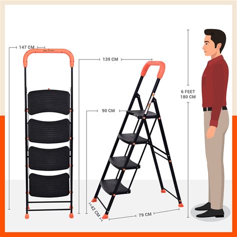 Bathla Ascend 4 Step Heavy Duty Steel Ladder – Bathla Home