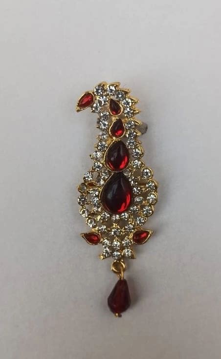 S H A H I T A J Traditional Rajasthani Golden with Red Stone Brooch for ...