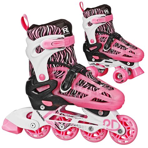 Buy Roller Derby 2n1 Adjustable Roller/Inline Skates Pink Zebra, Medium ...