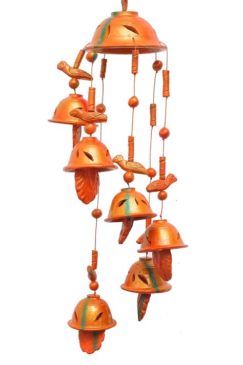 CPV CRAFTS Terracotta Wind Chime (wind chime: 7 x 12 inch, bells: 2 x 2 ...