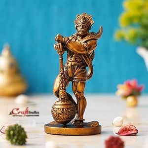 Buy eCraftIndia Golden Resin Hanuman Ji Murti with Gada | Lord Hanuman ...