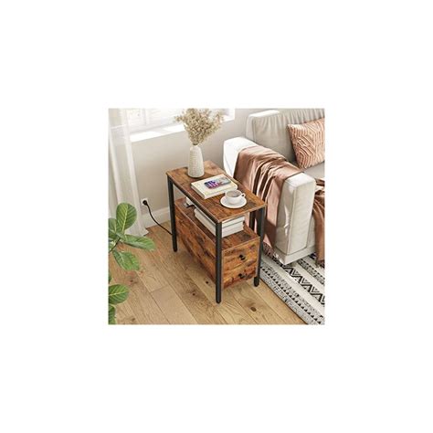 Buy HOOBRO End Table with Charging Station, Narrow Side Table with 2 ...