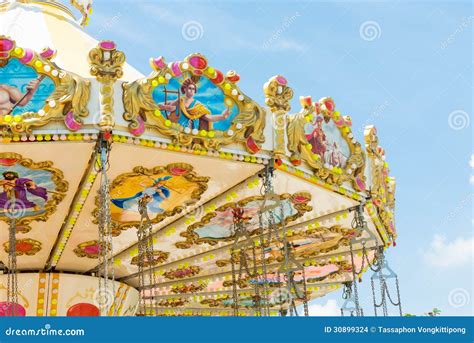 Top Section of Marry Go Round Amusement Park Ride Stock Photo - Image ...