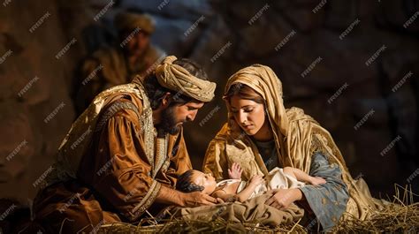 Nativity scene with Jesus in the crib | Premium AI-generated image