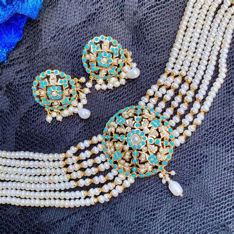 Firoza Choker Set | Freshwater Pearls | Gold Plated on Silver NS 127