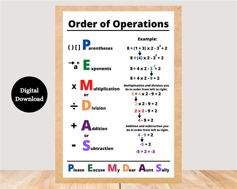 Pemdas Printable