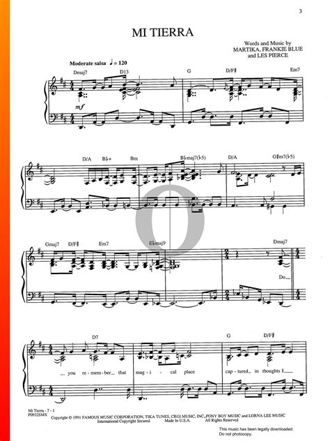 Mi Tierra (Martika) Piano Sheet Music - OKTAV