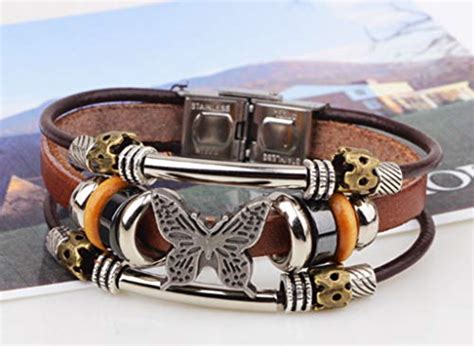 Buy TBOP Flying Butterfly Strap Buckle Beaded Retro Leather Black ...