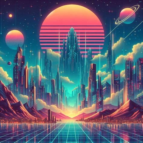 Neon horizons a cyberpunk retro background | Premium AI-generated vector