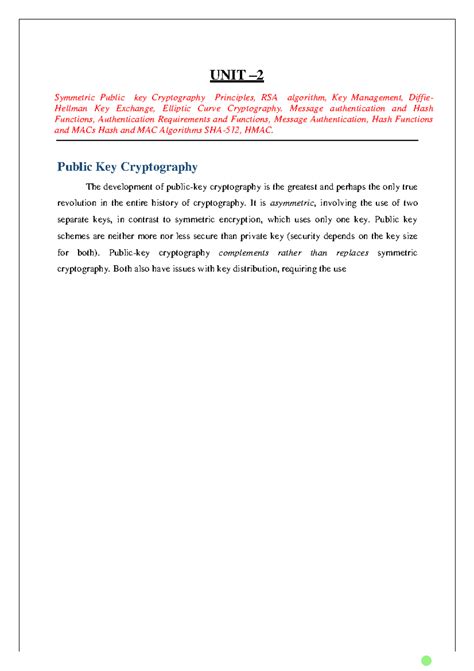 UNIT-II notes - UNIT – 2 Symmetric Public key Cryptography Principles ...
