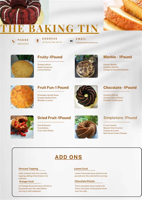 Menu at The Baking Tin by Anjju, Kolkata