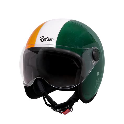 Steelbird SBH-54 Retro Lego Tricolor ISI Certified Open Face Helmet fo ...