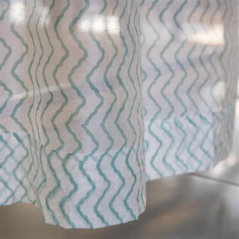 White Chevron Block Print Maheshwari Silk Sheer Curtain for Doors ...