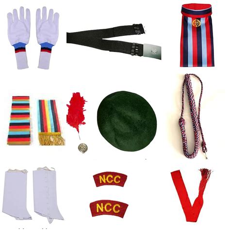 Buy NCC Uniform accessories COMBO (Cap + Badge + Hackle(red) + Lanyard ...