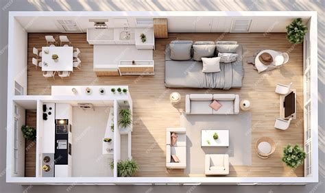 Premium Photo | A floor plan of a living room dining room and kitchen