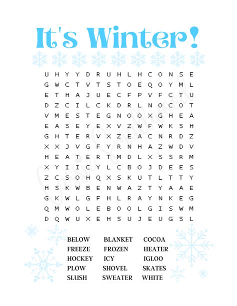 8 Fun Winter Word Searches - Cassie Smallwood