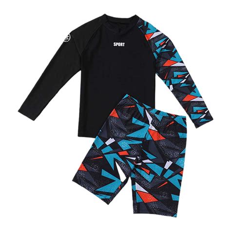 Kids Swim Suits Boys Funny Cartoon Print Short Sleeve 2 Piece Boys Swim ...