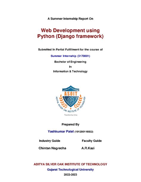 Internship Report on Web Development in Python(Django) (3170001) - Studocu