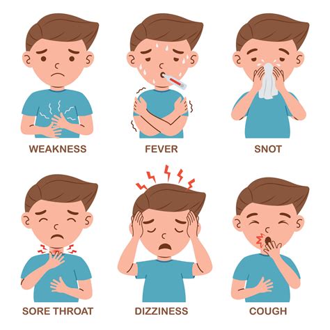 Flu disease and symptom on kid boy character vector illustration ...