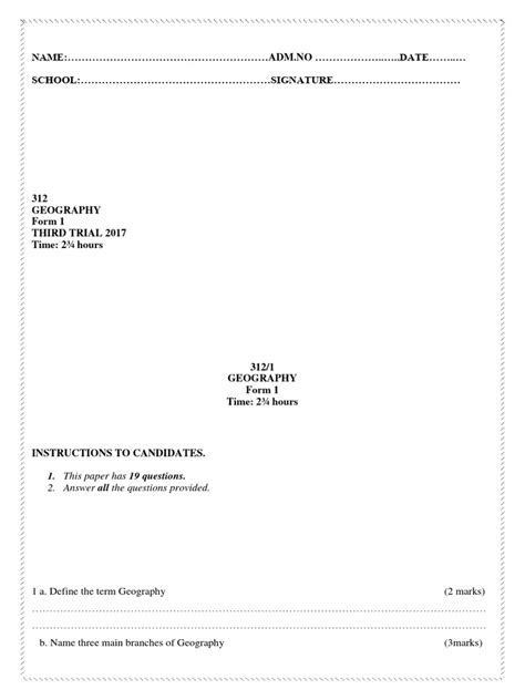 Image result for Form 1 Geography Test