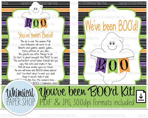 You've been BOO'd printable game, Booed sign PDF, Halloween game for neighbors and friends ...