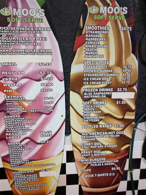 Menu at Moo's Soft Serve fast food, Indialantic