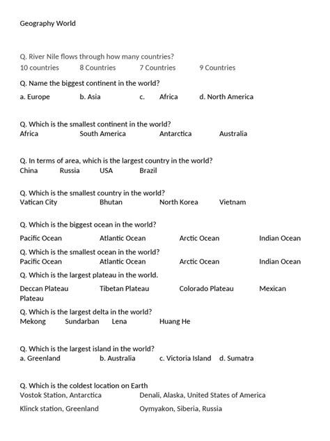 Image result for World Geography Questions